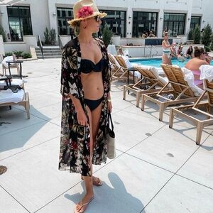 Walter Baker Black Floral Swim Cover